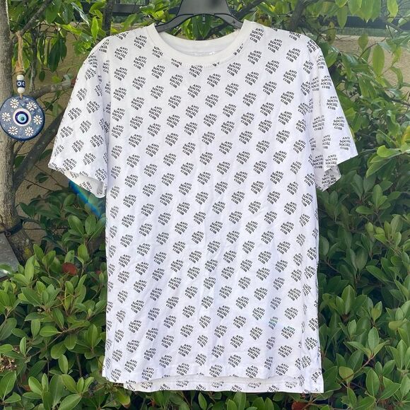 NWOT NEW ANTI SOCIAL SOCIAL CLUB OVER YOU WHITE LOGO T-SHIRT MEDIUM STREETWEAR - Picture 2 of 5